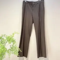 【アクアスキュータム】きれいめ♡ストレッチスラックス／無地茶／上品光沢／ポケット