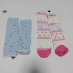 リボンとハートのレッグウェア2足セット 80-100cm