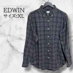 【EDWIN】長袖シャツ サイズ:XL グレーチェック柄