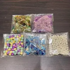 447☆ガラスビーズセット 5袋入り 多色