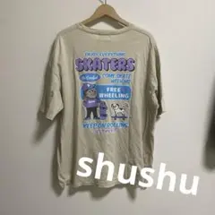 shushu後ろスケートボードデザイン Tシャツ ベージュ ゆったりT ロデオのサムネイル