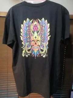 Tシャツ ブラック M　スカル　サイケデリック