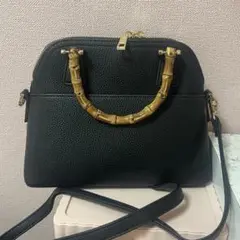 完売品/アズールバイマウジー バンブーハンドル ハンド バッグ ショルダー 黒
