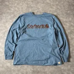 M*O様 カーハート XL ロンT ブルー リラックスフィット ロゴプリント　メ
