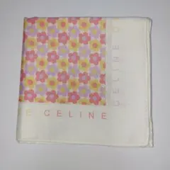 CELINE セリーヌ ハンカチ 花柄 フラワー ホワイト ブランドハンカチ