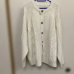 GUホワイト ケーブルニット カーディガン XL