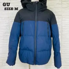 美品 GU M 中綿ジャケット バイカラー 濃紺 黒 防寒 ブルゾン[6456]のサムネイル