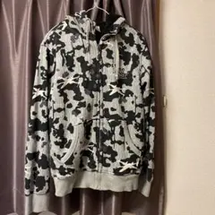 14 UNIQLO STARWARS裏ボアジップパーカ迷彩グレー黒メンズM