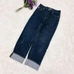 SOMETHING デニムパンツ 裾ジップ ダメージ加工 ワイドストレート