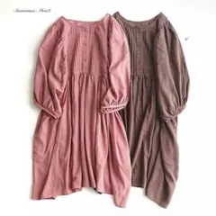 SamansaMos2新品タグ付き 製品染めチュニック ブラウン