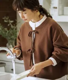 studio CLIP家事ラクラク洗える軽ニット・ブラウン
