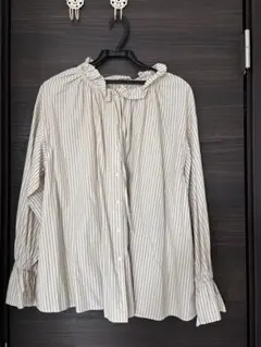 SLOBE IENA タイプライターフリルカラーブラウス　ベージュ