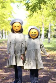 姉妹　お揃い　coca ナチュラルコットンティアードワンピース100 110