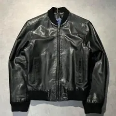 00s black lether bomber single jacket