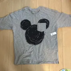 ミッキーマウス プリント Tシャツ グレー