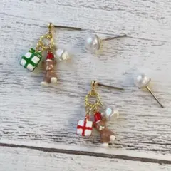 クリスマス 小さな子グマのピアス