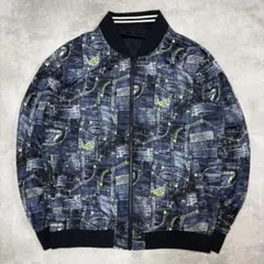 Y2K デニム総柄 MA-1ジャケット ブルゾン ストリート リバーシブル