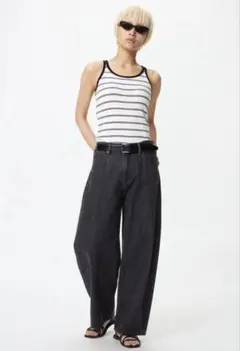 ユニクロ バギーカーブジーンズ 08ダークグレー サイズ 27