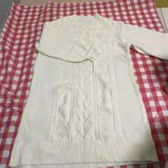 GU アイボリー ケーブル編みセーターベルト付き