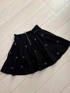 メゾピアノ チェリー刺繍スカート ジュニアS 140 ブラック