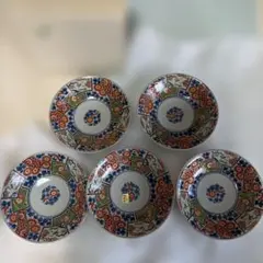 江戸後期】古伊万里 色絵金彩 輪花 銘々皿 9枚セット15cm なます皿