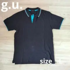 gu ネイビー ストライプ襟 ポロシャツ Lサイズ