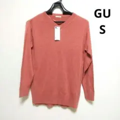 新品未使用 GU Vネック ニット 長袖 S ピンクベージュ S ユニクロ