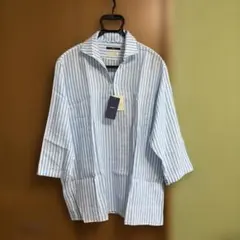 連休のみ出品　SHIPS リネン ストライプ プルオーバーシャツ XL 未使用品のサムネイル