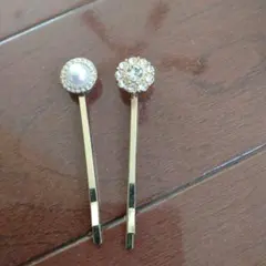 パールとクリスタルのヘアピン2個セット
