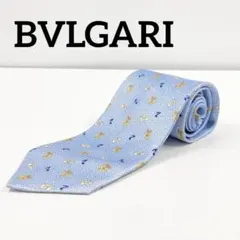 BVLGARI　ブルガリ　シルクネクタイ　堅琴　楽譜　音符　譜面　ライトブルー