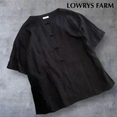 美品！　LOWRYS FARM　ストライプチャイナシャツ　BLACK