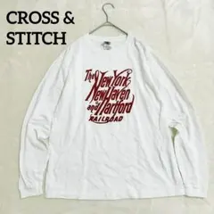 プリントロングスリーブTシャツ 長袖カットソー ニューヘイブン鉄道ロゴ L 白のサムネイル