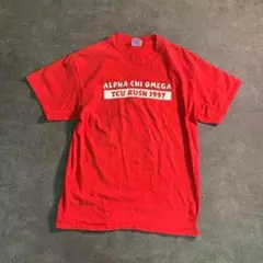 【Hanes】インポート 両面プリント 半袖Tシャツ SM9 古着 used 赤