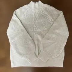 [未使用]ハイネック金ラメ白セーター