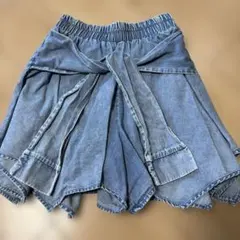 ラブトキシック　シャツ巻き風デニムキュロット　スカート　ショートパンツ　150