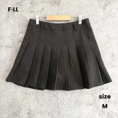 F·LL プリーツスカート　ミニ丈　黒　無地　スカパン　M レディース