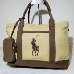 【美品】 ラルフローレン トートバッグ キャンバス ハンドバッグ　ロゴ