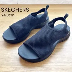 【美品】SKECHERS スケッチャーズ フレックスアピール サンダル24 黒のサムネイル