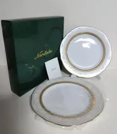 ノリタケ ペアアクセントプレート 2枚セット グレー✕白