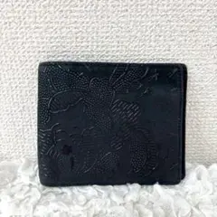 印傳屋　インデン 二つ折り財布　ブラック