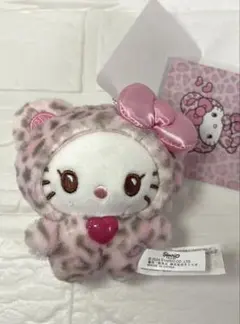 【438】ヒョウ柄キティちゃんキーホルダー ぬいぐるみギャル ピンク　マスコット