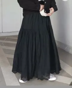【CORNERS by KR】 コットンレーススカート　ブラック　S