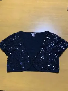 H&M スパンコール ボレロ カーディガン ブラック