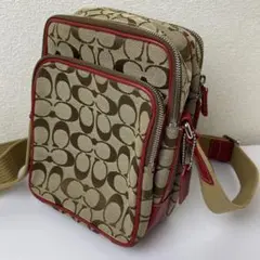 美品☆希少カラー☆コーチ ショルダーバッグ 4270 ベージュ　ブラウン　レッド