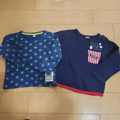 キムラタン 他 長袖カットソーセット 星 ポップコーン 保育園のお着替えなどにのサムネイル