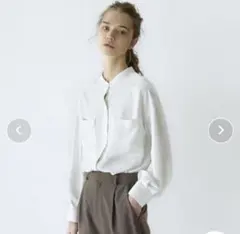オペークドットクリップ　Wポケットワイドスキッパーシャツ
