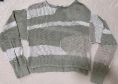 メッシュ編み長袖クロップドニットのサムネイル