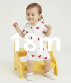 プチバトーPETIT BATEAU ハート半袖ショートロンパースパジャマ18m