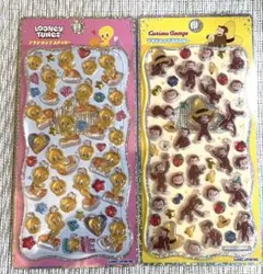 正規品新品トゥイーティー♡おさるのジョージプチドロップステッカーセット