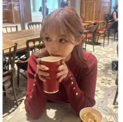 新品未使用 クルーネック袖ボタンリブニットトップス[k9274f]赤 グレイル